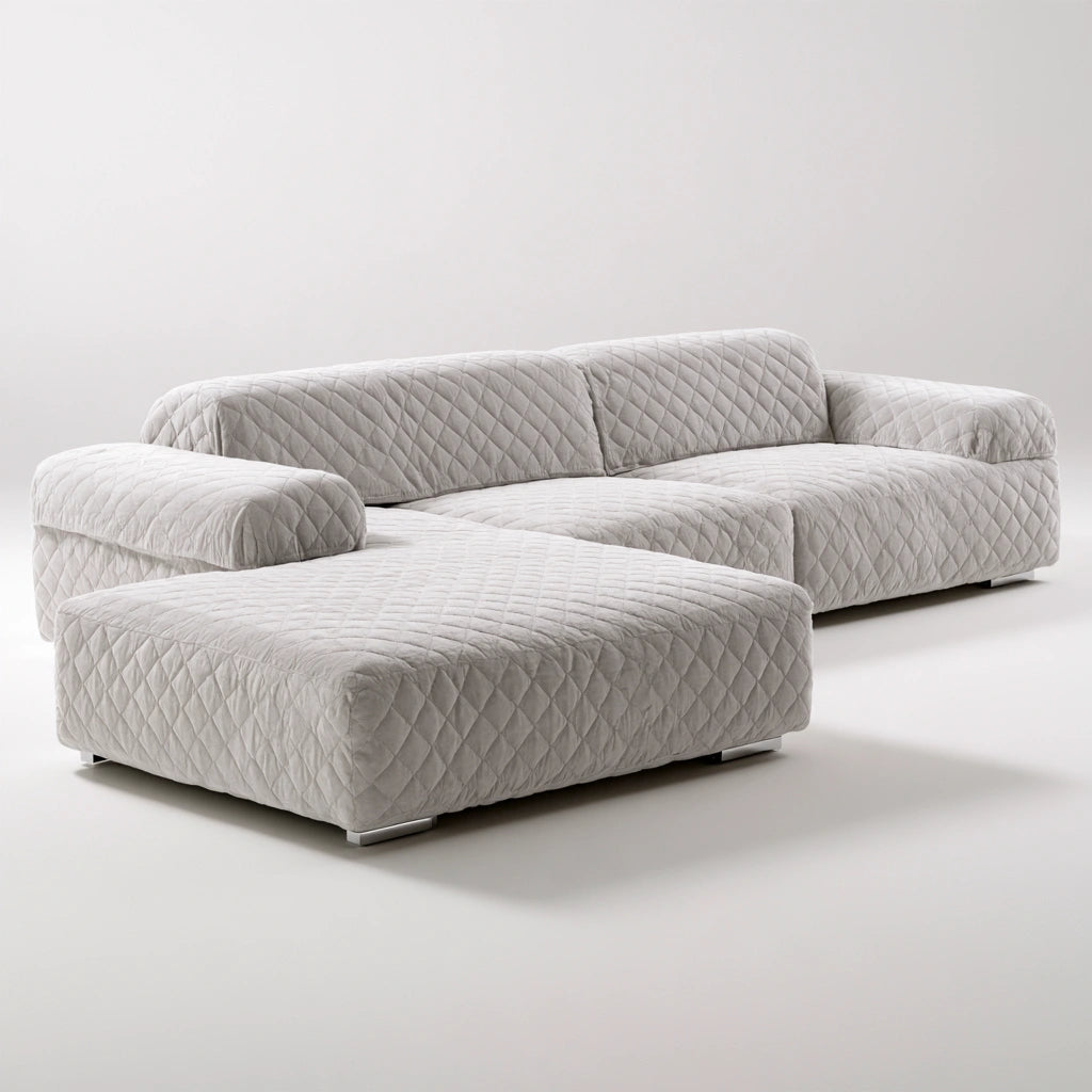 Modułowa sofa narożna, o nowoczesnej formie, kolor: jasnoszary